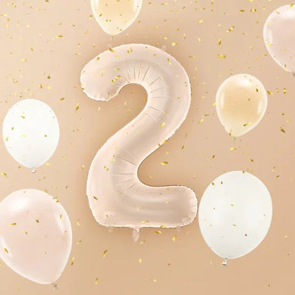 2 Jaar Cijfer Ballon Beige 72cm van Partydeco koop je bij Partywinkel