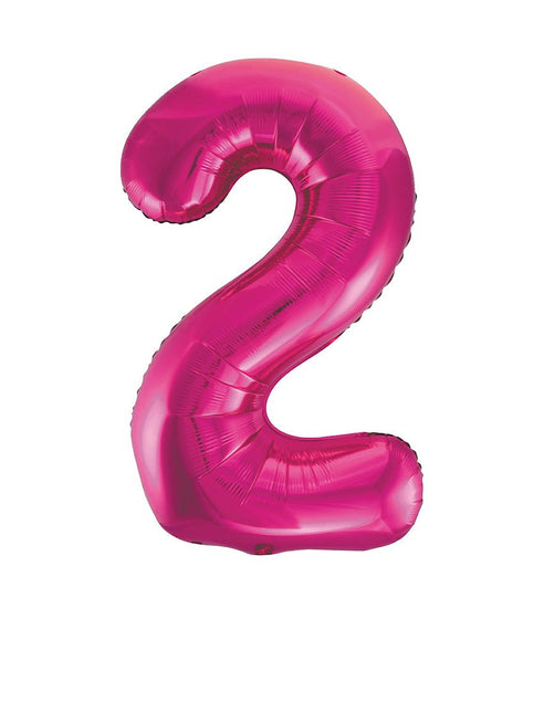 2 Jaar Cijfer Ballon Fuchsia Leeg 86cm van Unique koop je bij Partywinkel