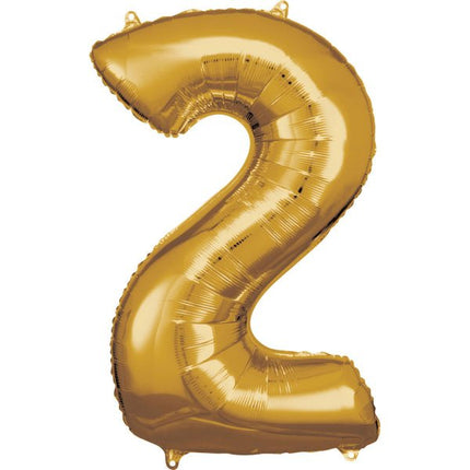 2 Jaar Cijfer Ballon Goud Glanzend Leeg 92cm van Riethmueller koop je bij Partywinkel
