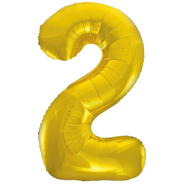 2 Jaar Cijfer Ballon Goud Leeg 86cm van Unique koop je bij Partywinkel