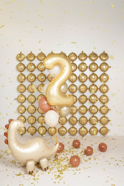 2 Jaar Cijfer Ballon Goud Satijn Folie Leeg 86cm van Partydeco koop je bij Partywinkel