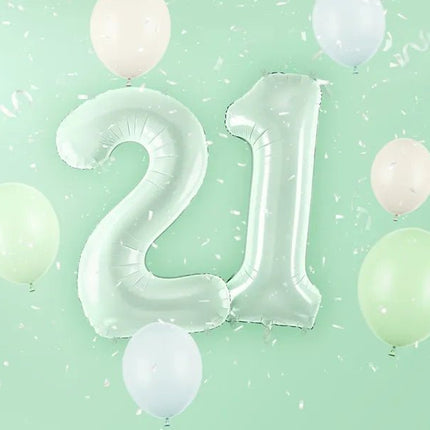 2 Jaar Cijfer Ballon Mintgroen 72cm van Partydeco koop je bij Partywinkel