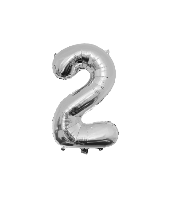 2 Jaar Cijfer Ballon Zilver Leeg 86cm - Partywinkel - 8716764237096