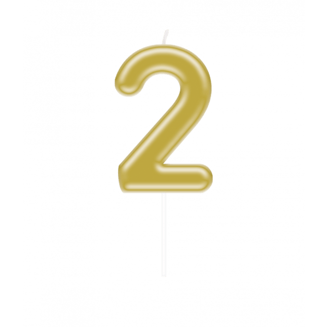 2 Jaar Kaars Goud 10,5cm van Paper Dreams koop je bij Partywinkel