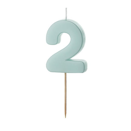 2 Jaar Kaars Lichtblauw 5,5cm - Partywinkel - 5904555038370