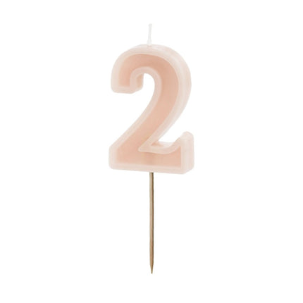 2 Jaar Kaars Lichtroze 10cm van Partydeco koop je bij Partywinkel