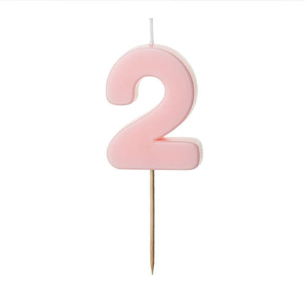 2 Jaar Kaars Lichtroze 5,5cm - Partywinkel - 5904555038776