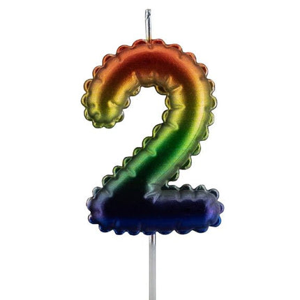 2 Jaar Kaars Regenboog 7cm van VDV Benefit koop je bij Partywinkel