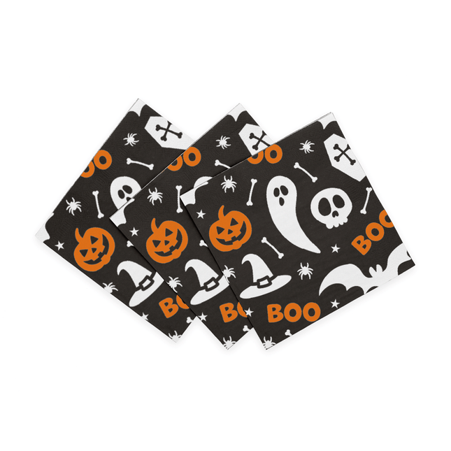 20 Stuks 3 Laags Paper 33x33cm Halloween Boo van WeFiesta koop je bij Partywinkel
