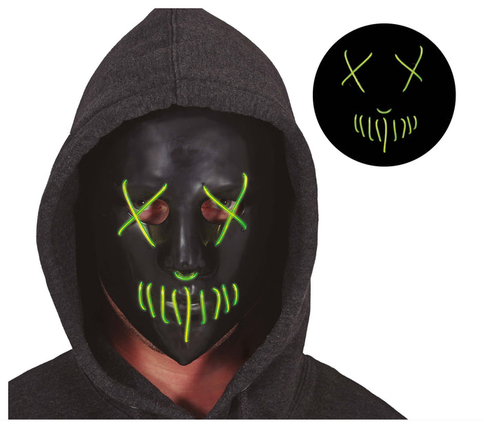Maschera di Halloween verde nera con luce