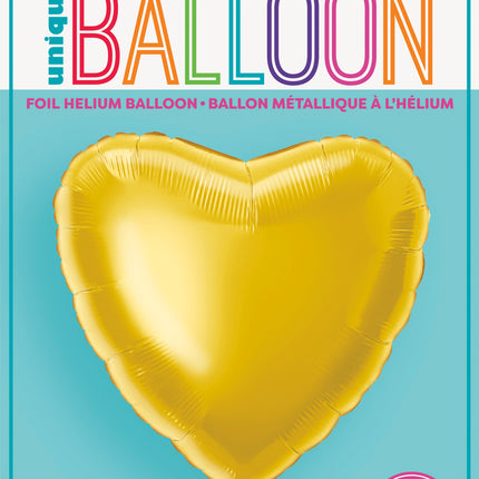 Palloncino a elio cuore oro vuoto 45 cm