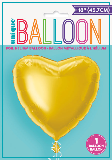 Palloncino in foil classico oro a forma di cuore 18" , confezionato