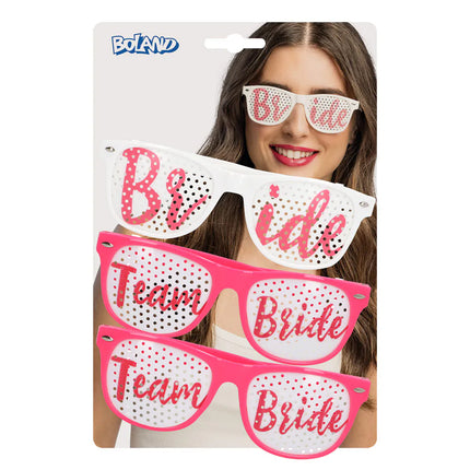 Set di 3 occhiali da festa "Bride to be" (sposa e team della sposa)