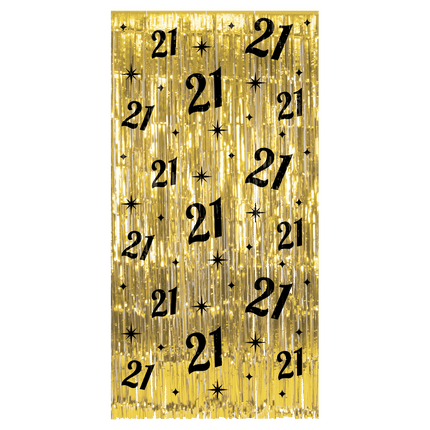 21 Jaar Deurgordijn Goud Zwart van Paper Dreams koop je bij Partywinkel