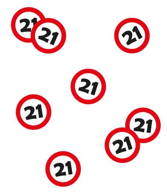21 Jaar Tafelconfetti 2,5cm - Partywinkel - 8716764248108