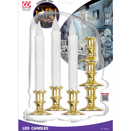 SET DI 6 CANDELE BIANCHE CON LUCE INTERMITTENTE E TIMER 23 CM