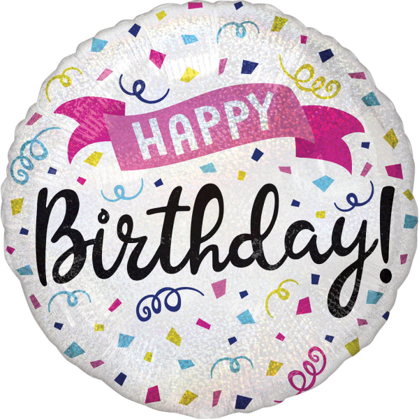Palloncino in foil - Banner olografico Happy Birthday Sparkle - 45 cm