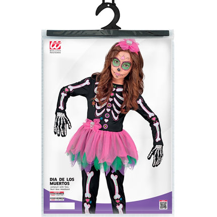 Costume da scheletro nero rosa bambino