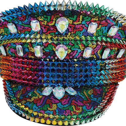 Cappello della polizia arcobaleno con borchie