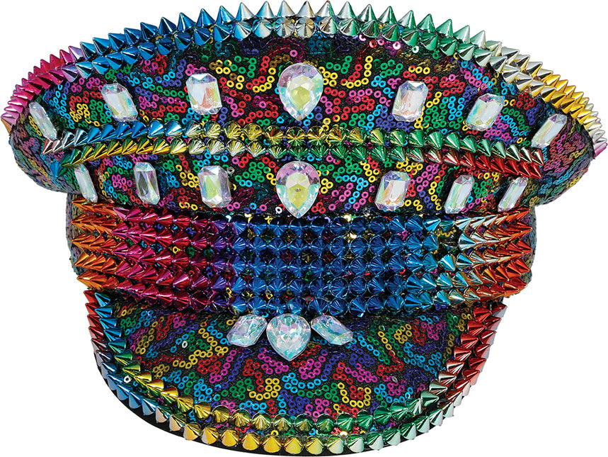 Cappello della polizia arcobaleno con borchie