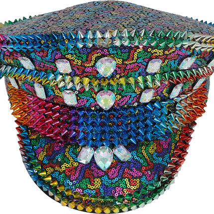 Cappello della polizia arcobaleno con borchie