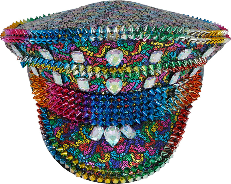 Cappello della polizia arcobaleno con borchie
