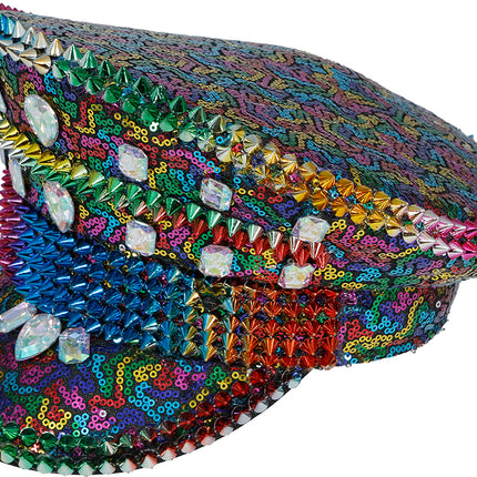 Cappello della polizia arcobaleno con borchie