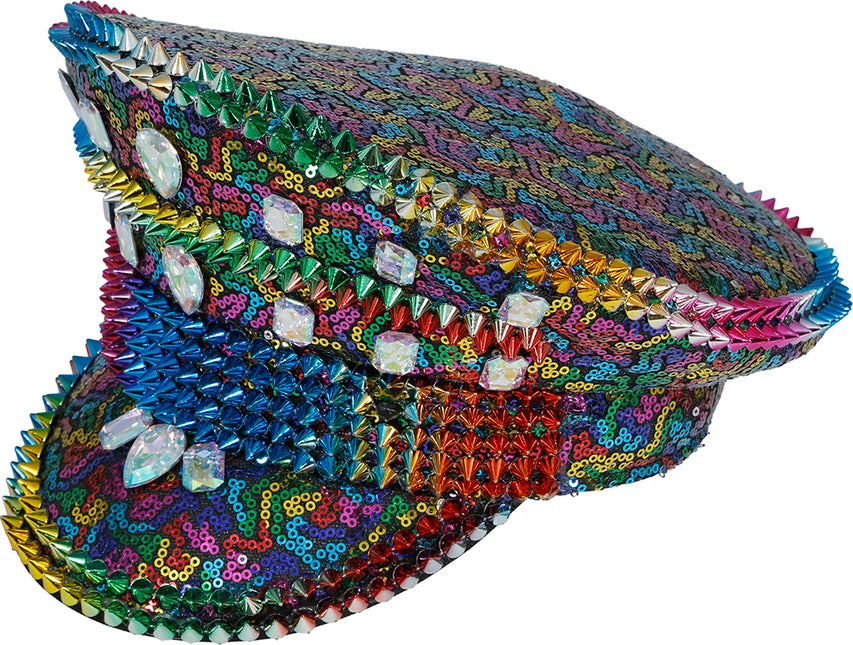 Cappello della polizia arcobaleno con borchie