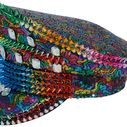 Cappello della polizia arcobaleno con borchie