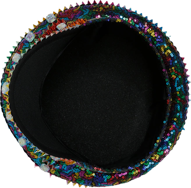 Cappello della polizia arcobaleno con borchie