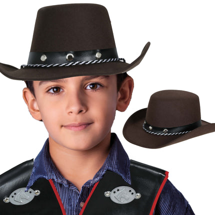 Cappello da cowboy in feltro marrone da bambino