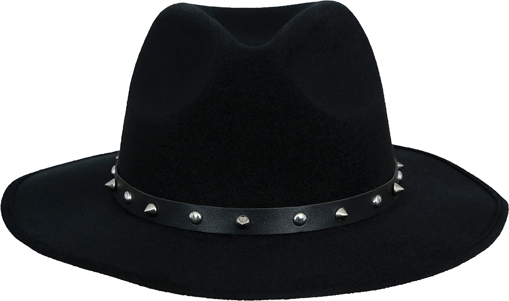 Cappello da cowboy in feltro nero con borchie, per adulti