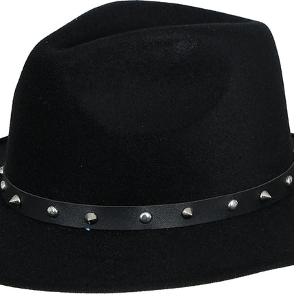 Cappello da cowboy in feltro nero con borchie, per adulti