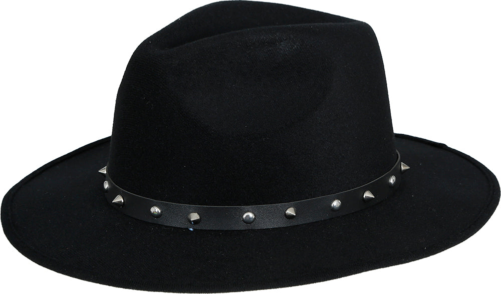 Cappello da cowboy in feltro nero con borchie, per adulti