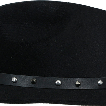 Cappello da cowboy in feltro nero con borchie, per adulti