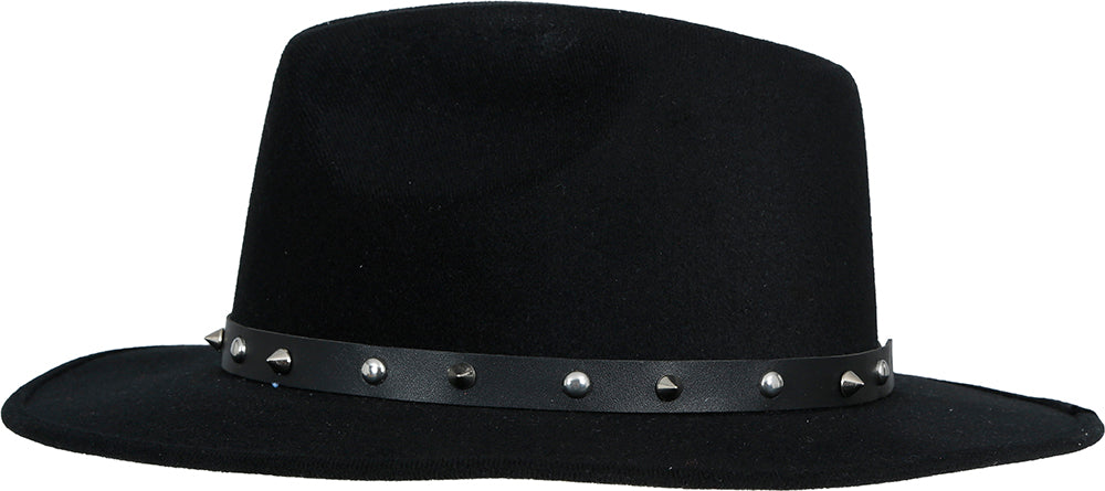 Cappello da cowboy in feltro nero con borchie, per adulti