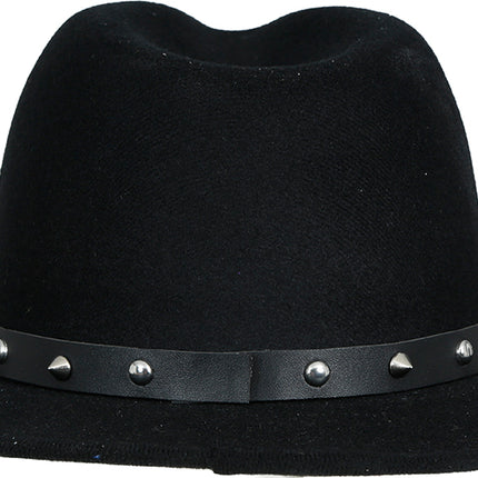 Cappello da cowboy in feltro nero con borchie, per adulti