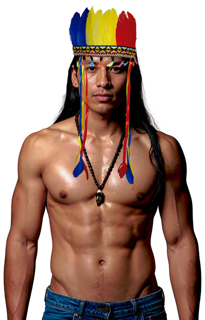 Pennacchio di piume multicolore