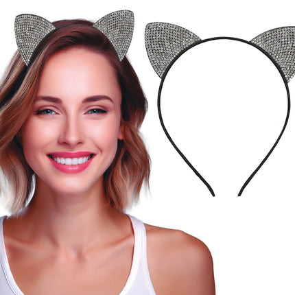 Cerchietto per capelli gatto argento