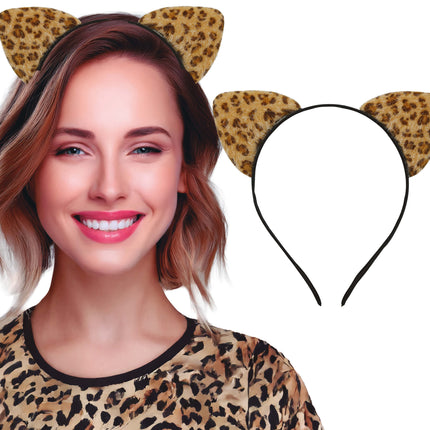 Fascia per capelli leopardata marrone/gialla