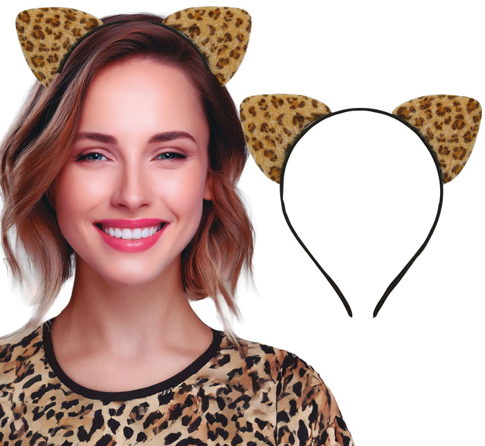 Fascia per capelli leopardata marrone/gialla