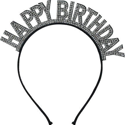 Cerchietto per capelli Happy Birthday Nero Argento