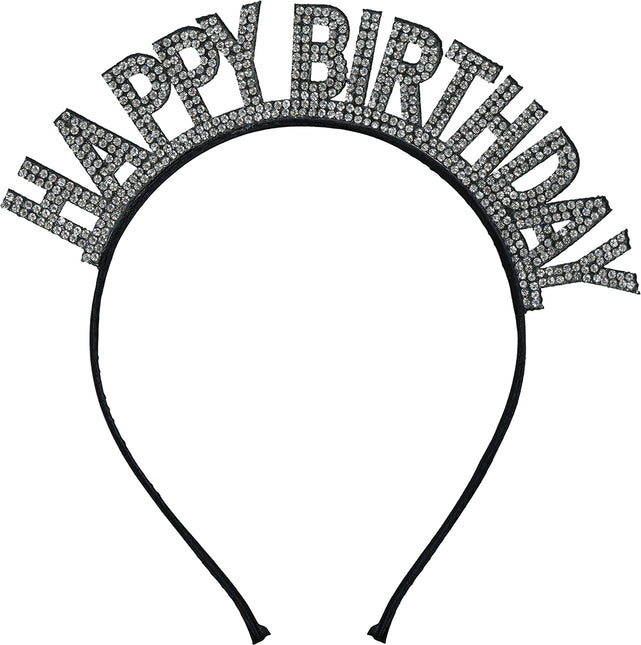 Cerchietto per capelli Happy Birthday Nero Argento