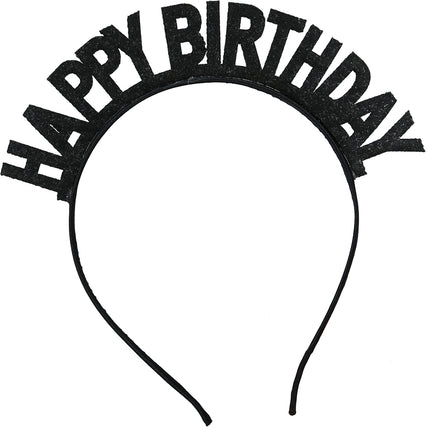 Cerchietto per capelli Happy Birthday Nero Argento