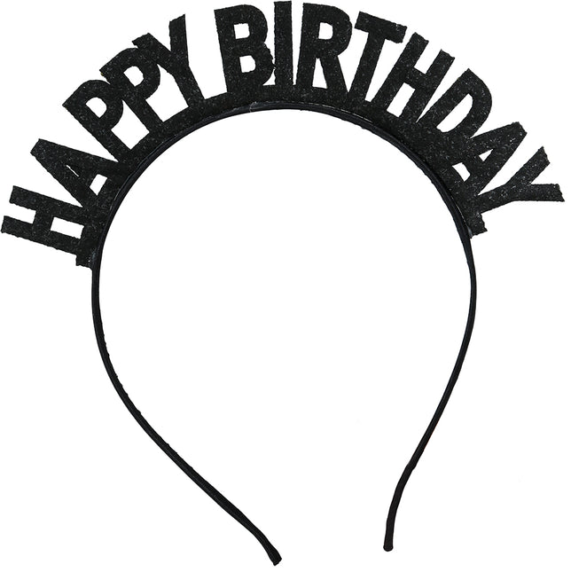 Cerchietto per capelli Happy Birthday Nero Argento