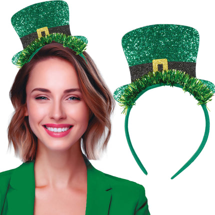 Cerchietto per capelli con cappello glitterato per la festa di San Patrizio