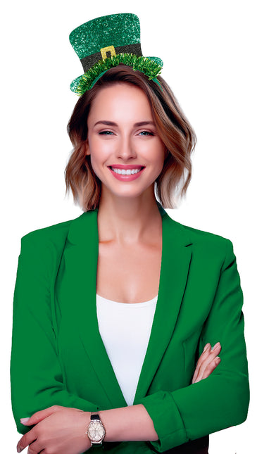 Cerchietto per capelli con cappello glitterato per la festa di San Patrizio