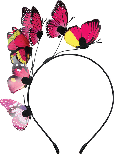 Cerchietto per capelli a farfalla nero rosa