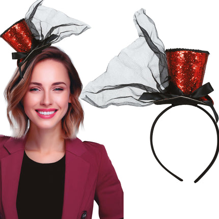 Cappello a Secchiello Rosso Nero Glitter