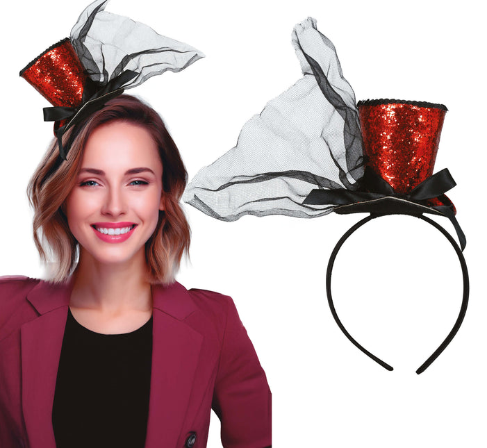 Cappello a Secchiello Rosso Nero Glitter